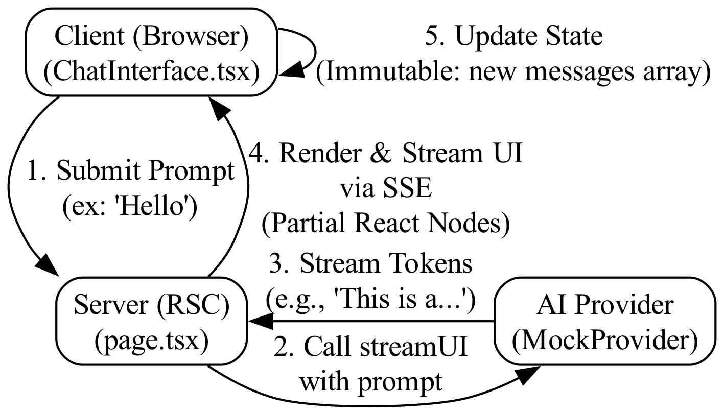 This diagram visualizes the immutable server-client data flow, tracing the stream of Connection closed messages from the server's backend logic to the client's UI update cycle.